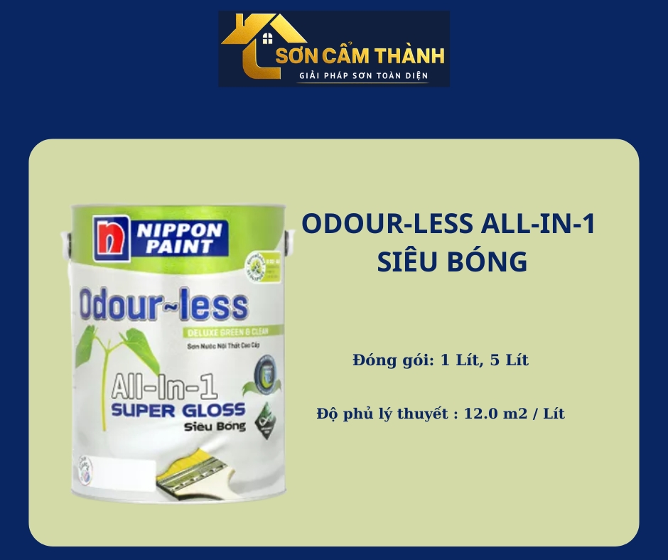 Sơn nội thất Nippon Odour-less All-in-1 Siêu Bóng-5L