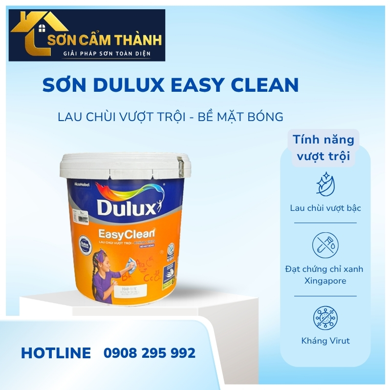 Sơn nội thất Dulux Easy Clean Lau Chùi Hiệu Quả Bề Mặt Bóng