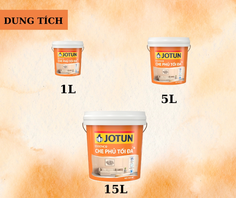 Dung tích của sơn Jotun Essence che phủ tối đa mờ