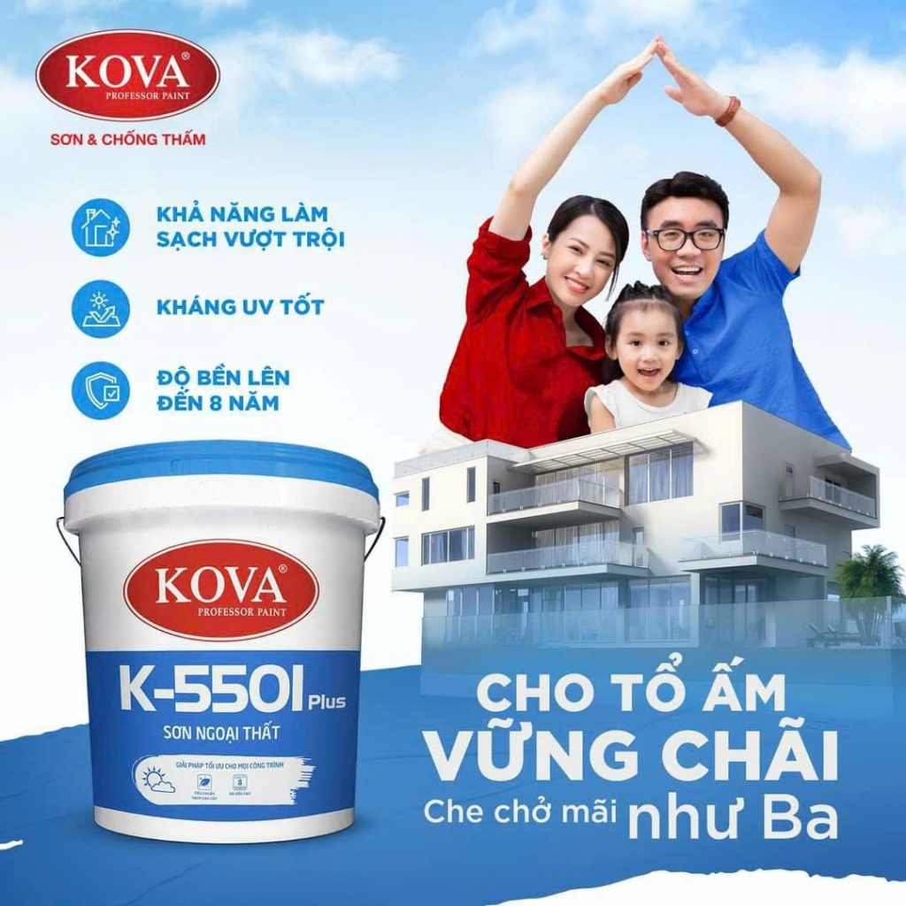 Sơn ngoại thất cao cấp KOVA K-5501 Plus (Bóng Mờ )