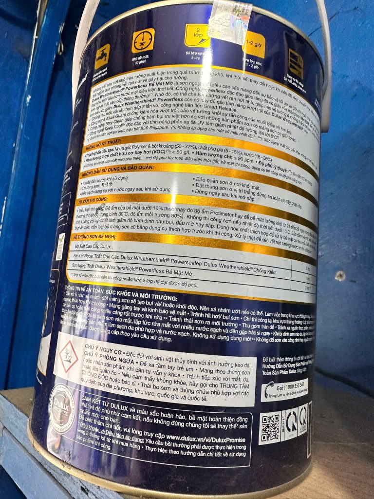 MẶT SAU Sơn Dulux Weathershield Powerflexx Bề Mặt Mờ-5L