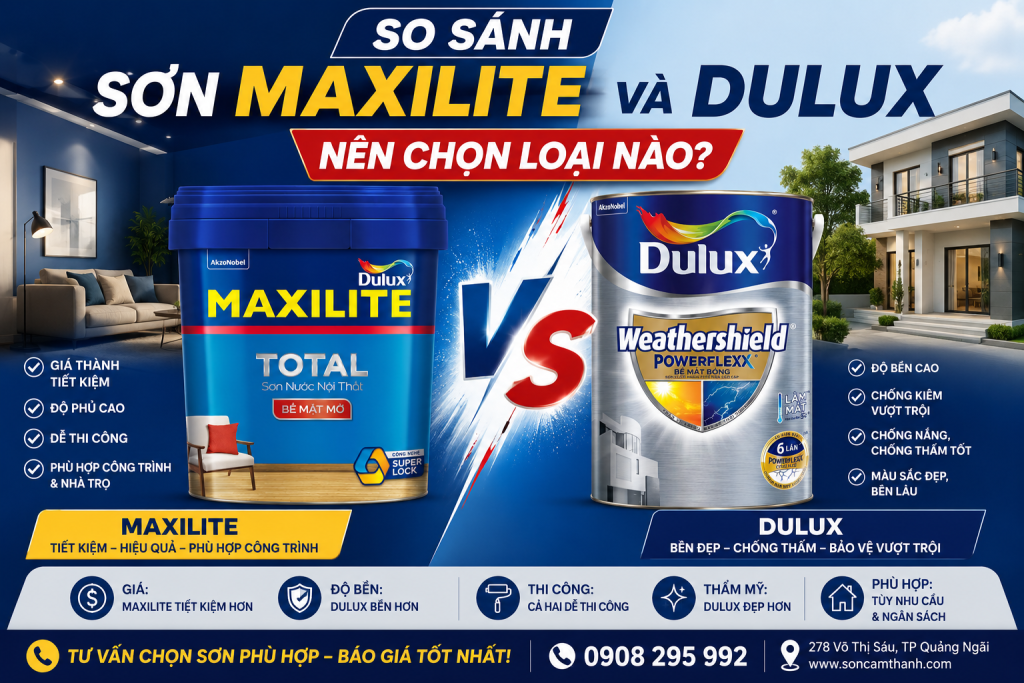 So Sánh Sơn Maxilite Và Dulux – Nên Chọn Loại Nào Cho Nhà Ở & Công Trình?