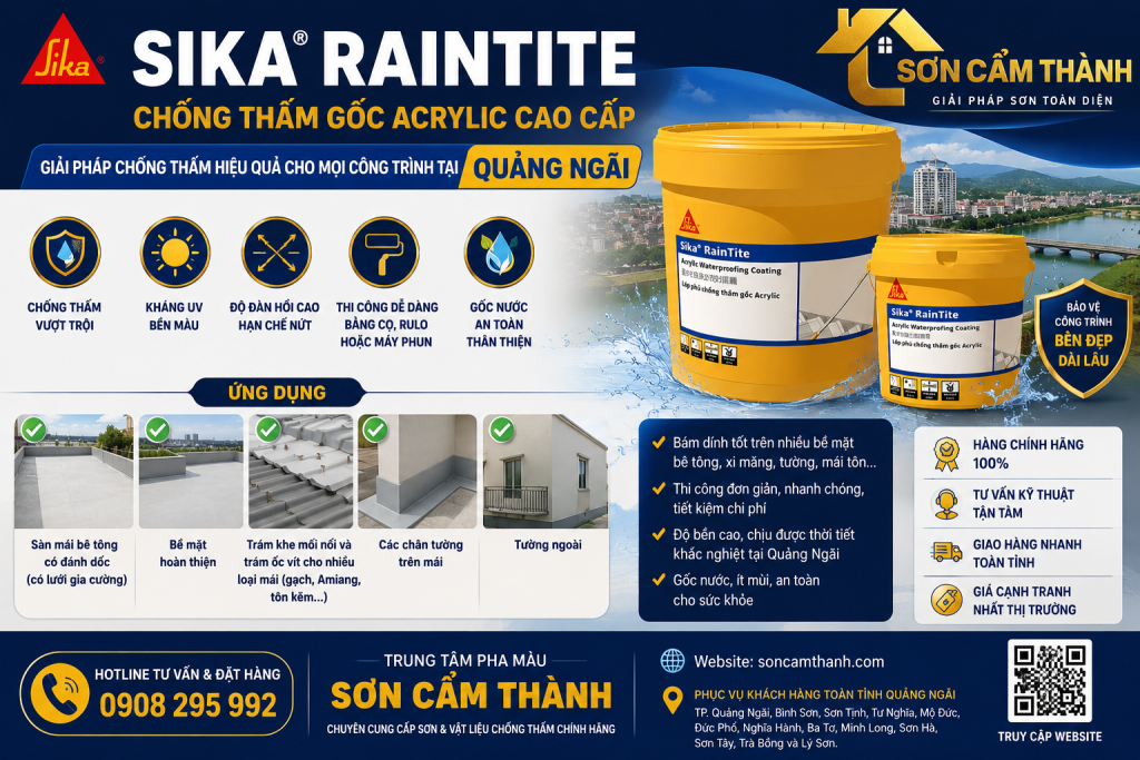 Sika® RainTite Quảng Ngãi – Giải Pháp Chống Thấm Gốc Acrylic Hiệu Quả Cho Nhà Ở Và Công Trình